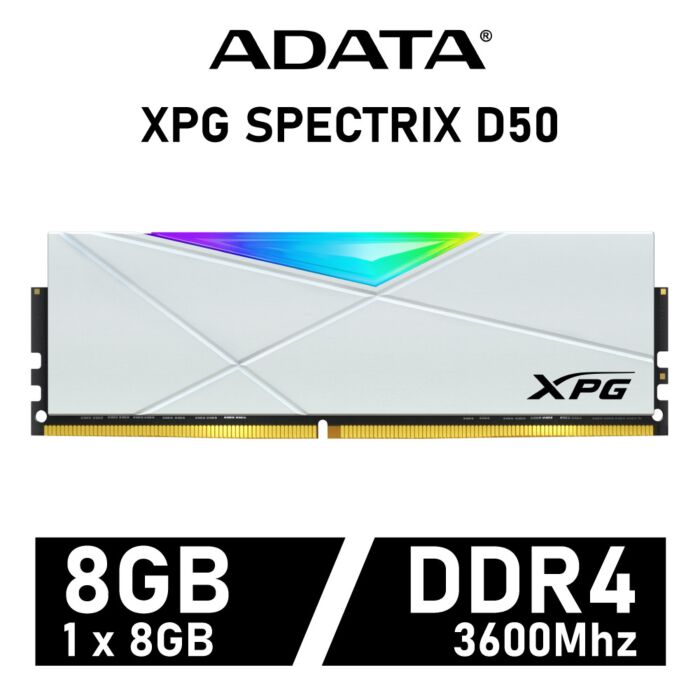 ADATA XPG SPECTRIX D50 8GB DDR4-3600 CL18 1.35v AX4U36008G18I-SW50 Desktop Memory by adata at Rebel Tech