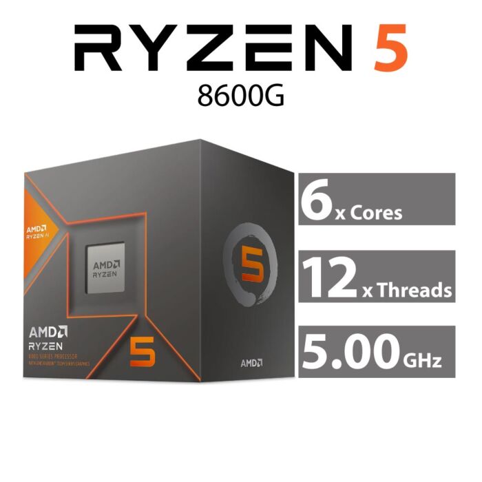AMD Ryzen 5 8600G Phoenix 6-Core 4.30GHz AM5 65W 100-100001237BOX Desktop Processor by amd at Rebel Tech