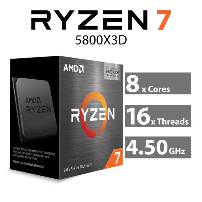 AMD Ryzen 7 5800X3D Vermeer 8-Core 3.80GHz AM4 105W 100-100000651WOF Desktop Processor by amd at Rebel Tech