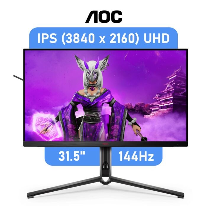 AOC AGON PRO 31.5" IPS UHD 144Hz AG324UX Flat Gaming Monitor by aoc at Rebel Tech