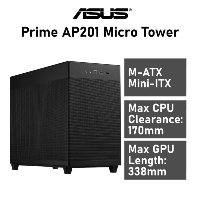 ASUS Prime AP201 Micro Tower 90DC00G0-B39000 Computer Case by asus at Rebel Tech