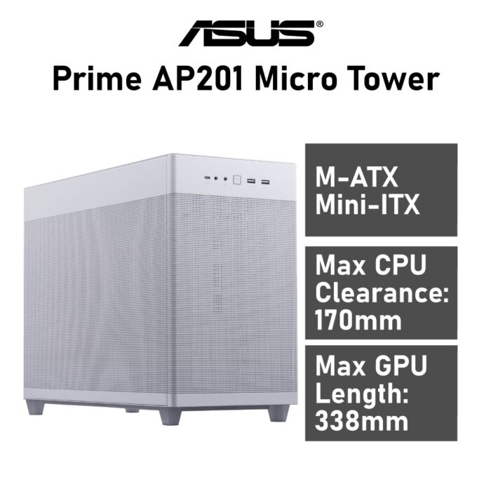ASUS Prime AP201 Micro Tower 90DC00G3-B39000 Computer Case by asus at Rebel Tech