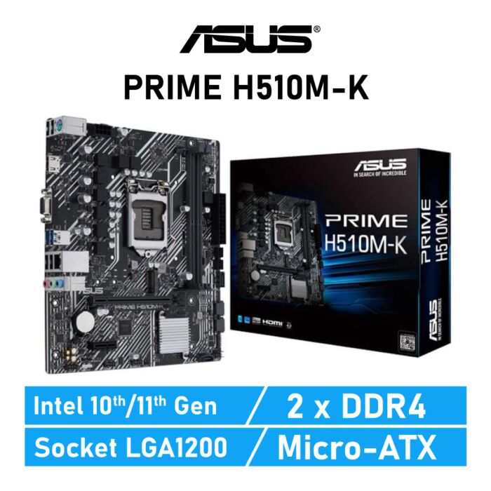 ASUS PRIME H510M-K LGA1200 Intel H510 Micro-ATX Intel Motherboard by asus at Rebel Tech