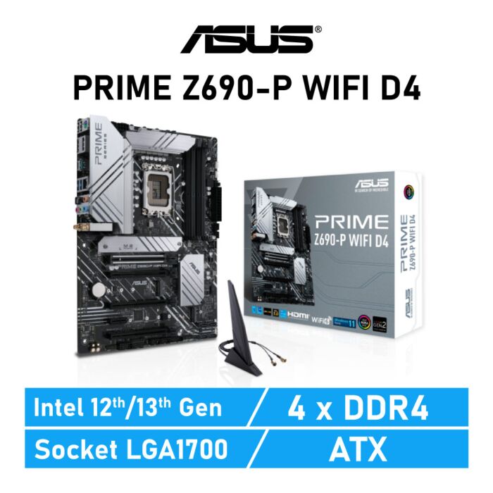 ASUS PRIME Z690-P WIFI D4 LGA1700 Intel Z690 ATX Intel Motherboard by asus at Rebel Tech