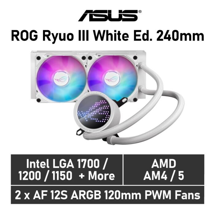 ASUS ROG Ryuo III White Ed. 240mm 90RC00J2-M0UAY0 Liquid Cooler by asus at Rebel Tech