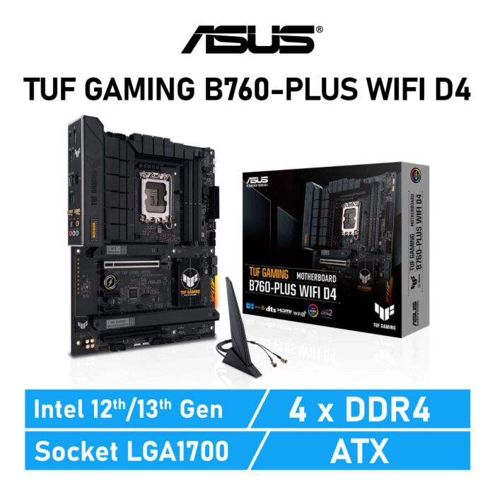 ASUS TUF GAMING B760-PLUS WIFI D4 LGA1700 Intel B760 ATX Intel Motherboard by asus at Rebel Tech