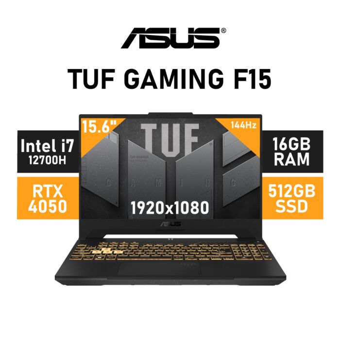 ASUS TUF Gaming F15 FX507ZU4-I716512G1W Intel Core i7-12700H/ 15.6" FHD (1920x1080) 144Hz / 16GB DDR4 RAM / GeForce RTX 4050 6GB / 512GB PCIe Gen4x4 NVMe SSD / Windows 11 Home / Mecha Grey 90NR0FG7-M00610 Gaming Laptop by asus at Rebel Tech