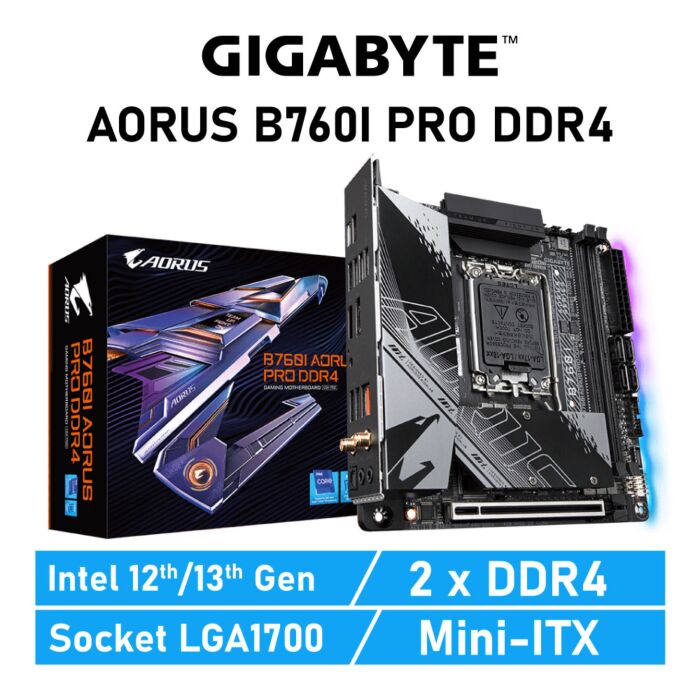 GIGABYTE B760I AORUS PRO DDR4 LGA1700 Intel B760 Mini-ITX Intel Motherboard by gigabyte at Rebel Tech