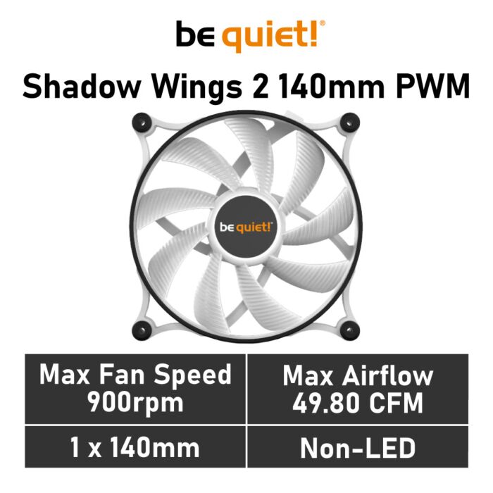 be quiet! Shadow Wings 2 140mm PWM BL091 Case Fan by bequiet at Rebel Tech