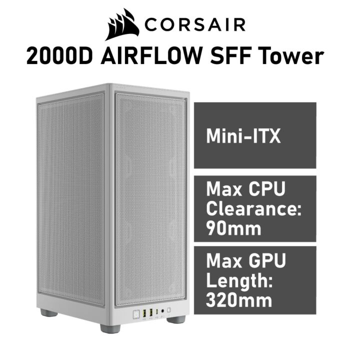 CORSAIR 2000D AIRFLOW SFF Tower CC-9011245 Computer Case by corsair at Rebel Tech