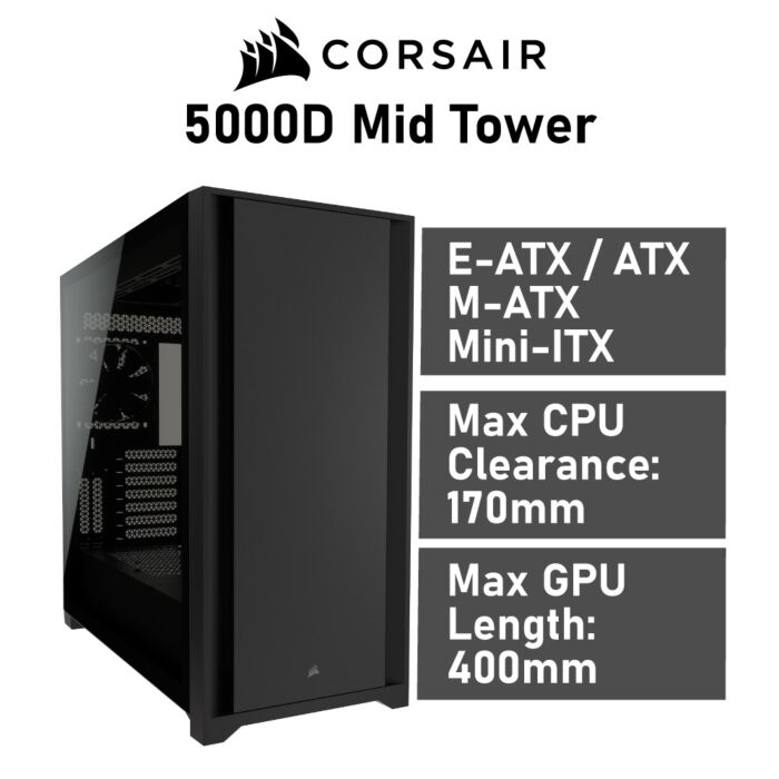 CORSAIR 5000D Mid Tower CC-9011208 Computer Case by corsair at Rebel Tech