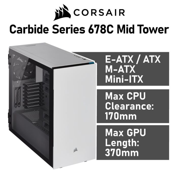 CORSAIR Carbide Series 678C Mid Tower CC-9011170 Computer Case by corsair at Rebel Tech