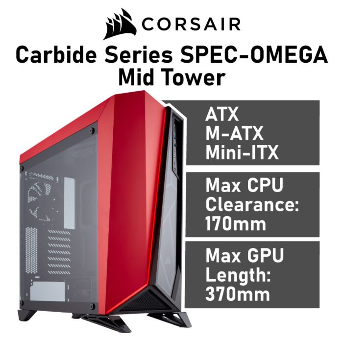 CORSAIR Carbide Series SPEC-OMEGA Mid Tower CC-9011120 Computer Case by corsair at Rebel Tech