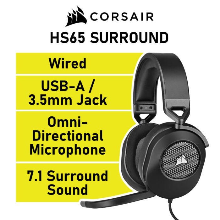 CORSAIR HS65 SURROUND CA-9011270 Wired Gaming Headset by corsair at Rebel Tech