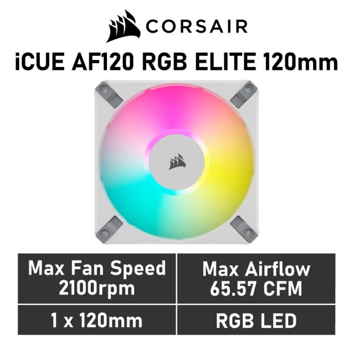 CORSAIR iCUE AF120 RGB ELITE 120mm PWM CO-9050157 Case Fan by corsair at Rebel Tech