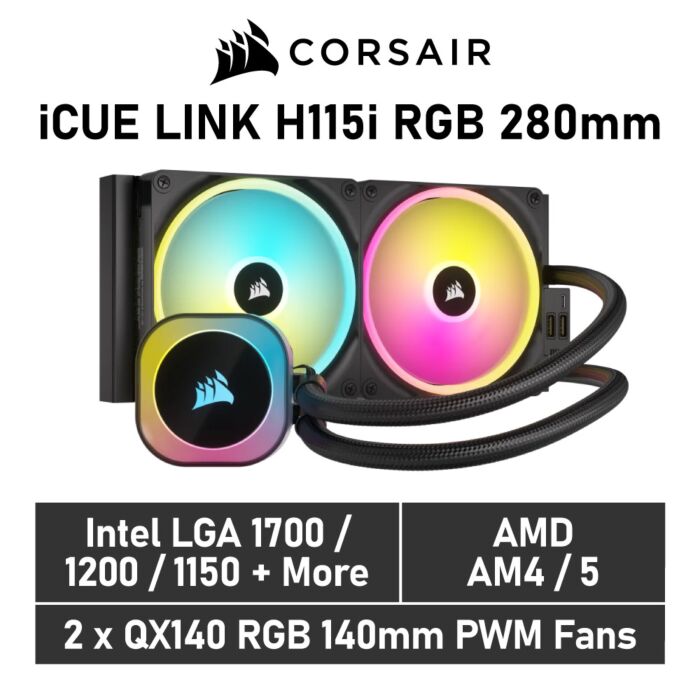 CORSAIR iCUE LINK H115i RGB 280mm CW-9061002 Liquid Cooler by corsair at Rebel Tech