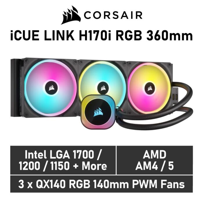 CORSAIR iCUE LINK H170i RGB 360mm CW-9061004 Liquid Cooler by corsair at Rebel Tech