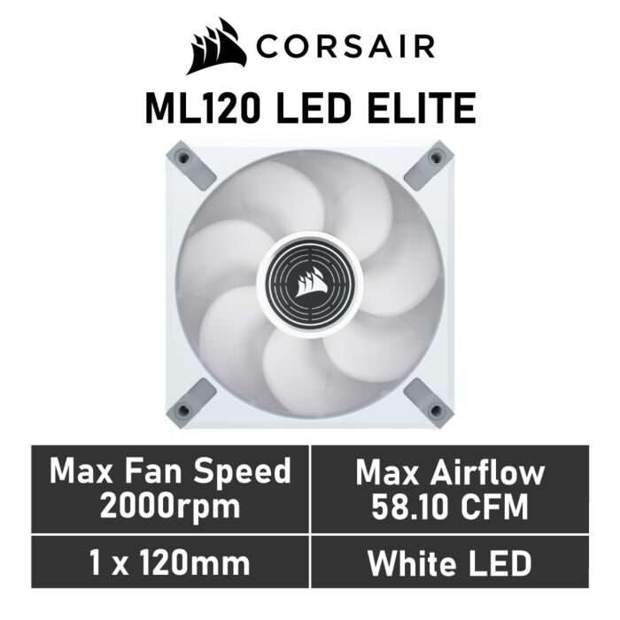 CORSAIR ML120 LED ELITE 120mm PWM CO-9050127 Case Fan by corsair at Rebel Tech