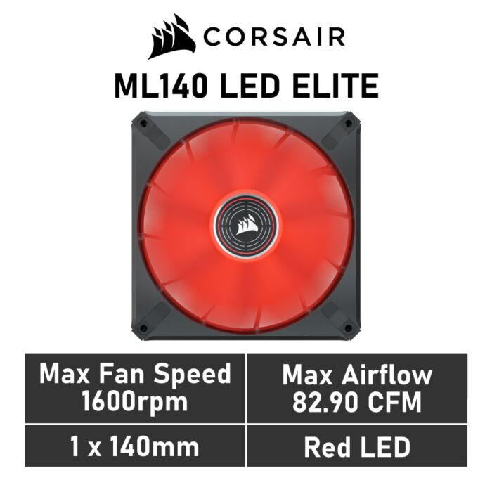 CORSAIR ML140 LED ELITE 140mm PWM CO-9050123 Case Fan by corsair at Rebel Tech