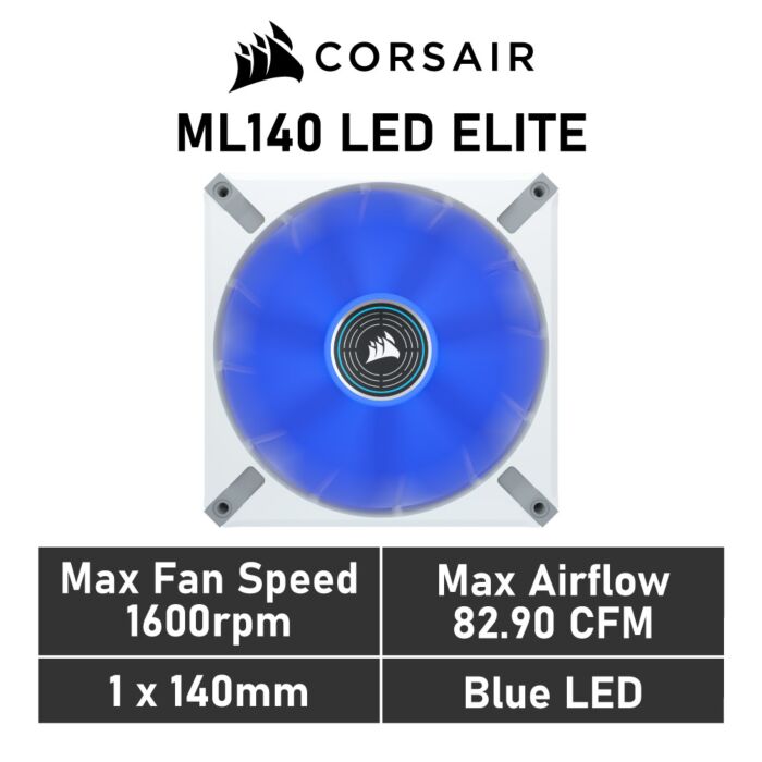 CORSAIR ML140 LED ELITE 140mm PWM CO-9050131 Case Fan by corsair at Rebel Tech