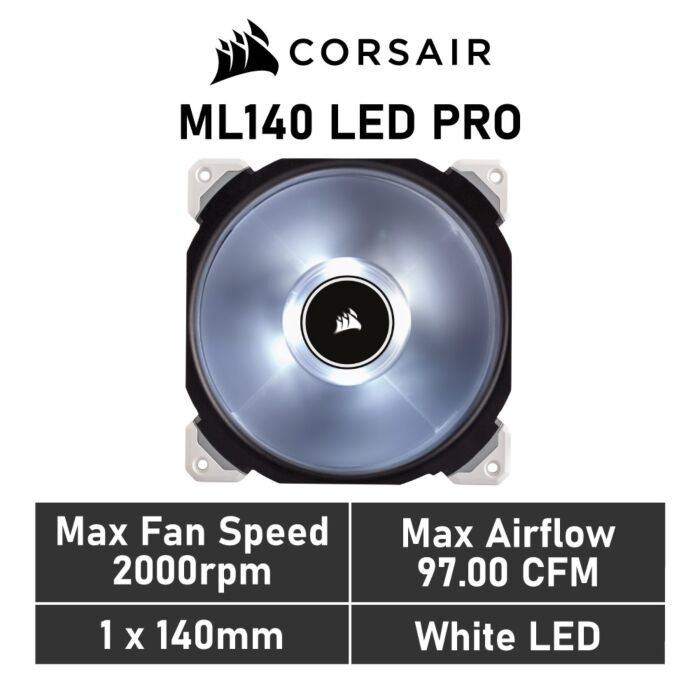 CORSAIR ML140 LED PRO 140mm PWM CO-9050046 Case Fan by corsair at Rebel Tech