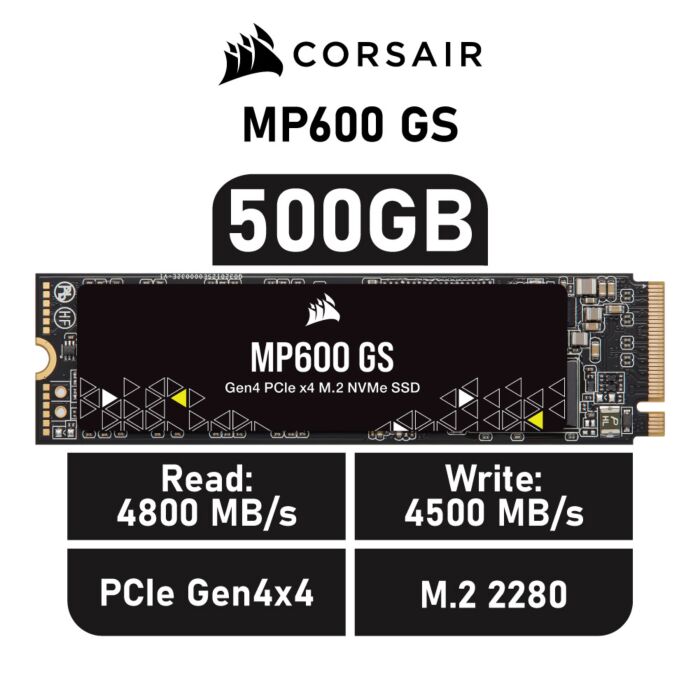 CORSAIR MP600 GS 500GB PCIe Gen4x4 CSSD-F0500GBMP600GS M.2 2280 Solid State Drive by corsair at Rebel Tech