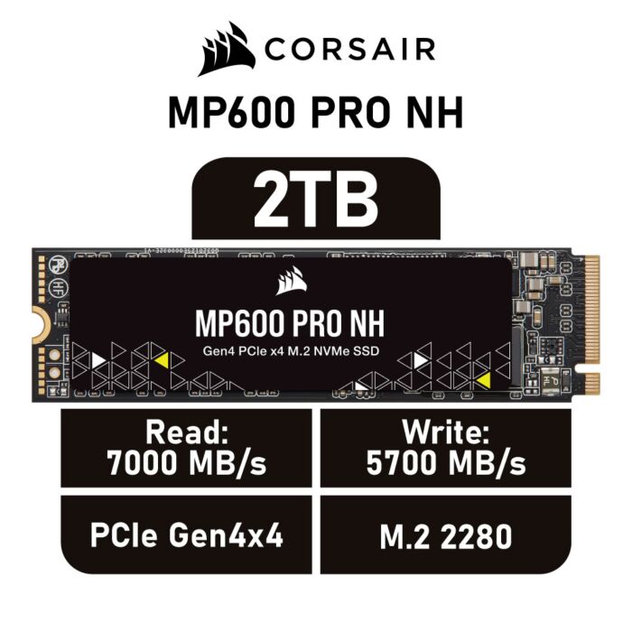 CORSAIR MP600 PRO NH 2TB PCIe Gen4x4 CSSD-F2000GBMP600PNH M.2 2280 Solid State Drive by corsair at Rebel Tech