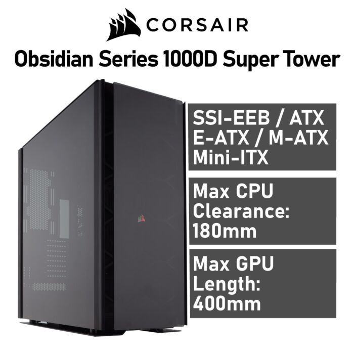 CORSAIR Obsidian Series 1000D Super Tower CC-9011148 Computer Case by corsair at Rebel Tech
