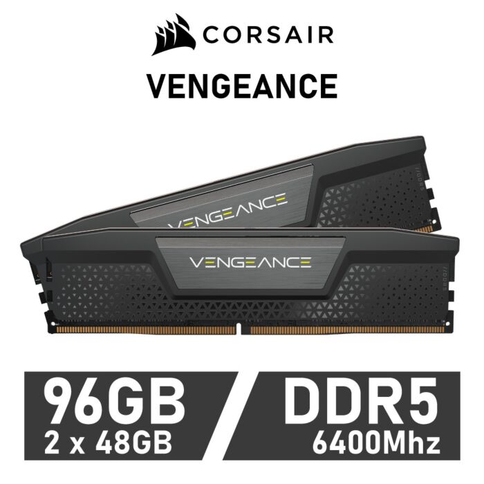 CORSAIR VENGEANCE 96GB Kit DDR5-6400 CL32 1.40v CMK96GX5M2B6400C32 Desktop Memory by corsair at Rebel Tech