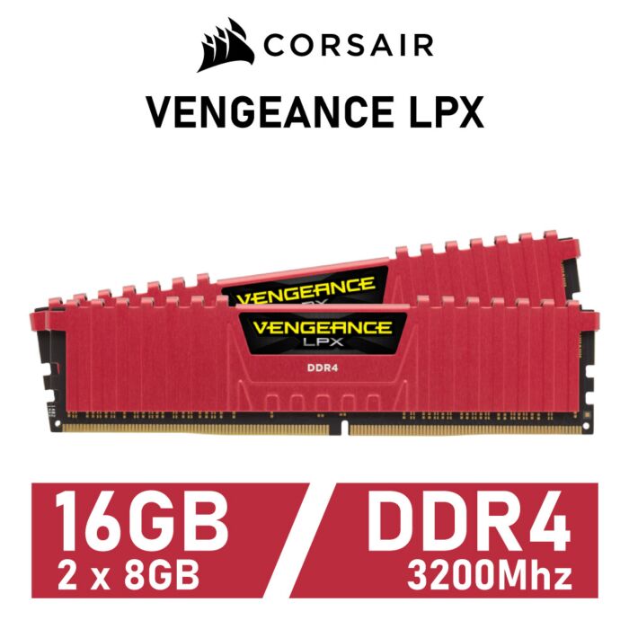 CORSAIR VENGEANCE LPX 16GB Kit DDR4-3200 CL16 1.35v CMK16GX4M2B3200C16R Desktop Memory by corsair at Rebel Tech