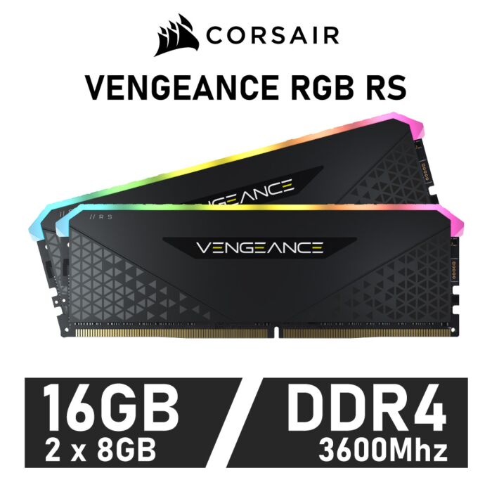 CORSAIR VENGEANCE RGB RS 16GB Kit DDR4-3600 CL18 1.35v CMG16GX4M2D3600C18 Desktop Memory by corsair at Rebel Tech