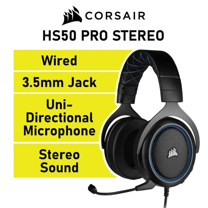 CORSAIR HS50 PRO STEREO CA-9011217 Wired Gaming Headset by corsair at Rebel Tech