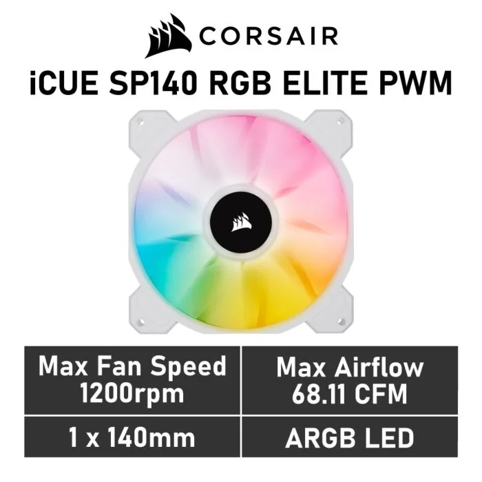 CORSAIR iCUE SP140 RGB ELITE 140mm PWM CO-9050138 Case Fan by corsair at Rebel Tech