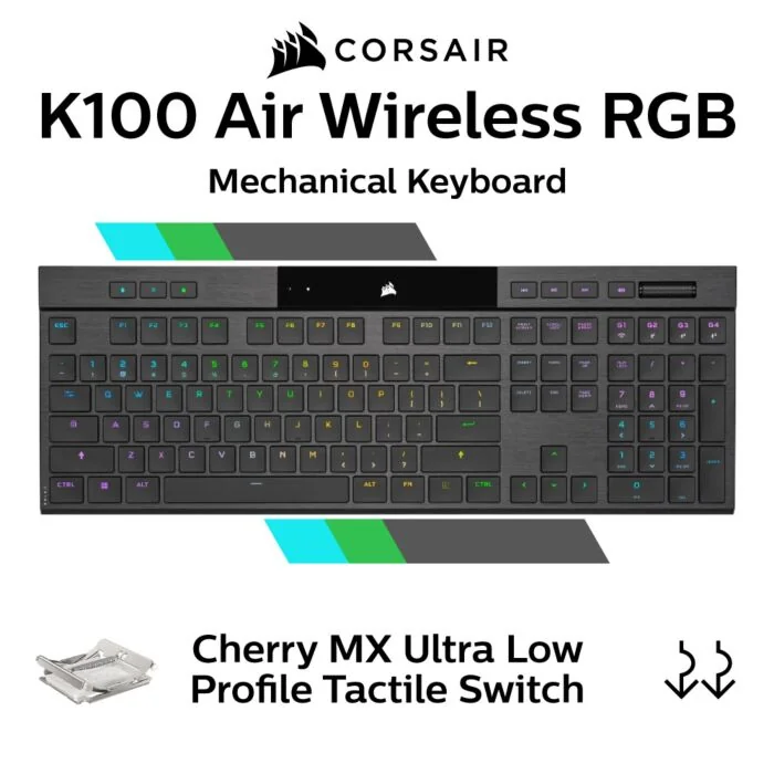 CORSAIR K100 Air Wireless RGB CH-913A01U Ultra-Thin Mechanical Gaming Keyboard by corsair at Rebel Tech