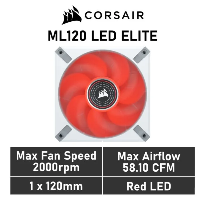 CORSAIR ML120 LED ELITE 120mm PWM CO-9050126 Case Fan by corsair at Rebel Tech