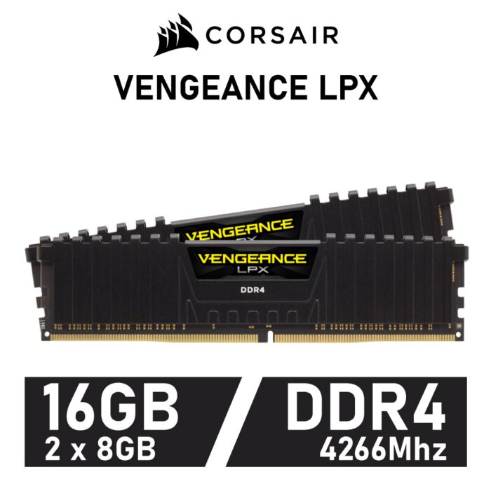 CORSAIR VENGEANCE LPX 16GB Kit DDR4-4266 CL19 1.40v CMK16GX4M2K4266C19 Desktop Memory by corsair at Rebel Tech