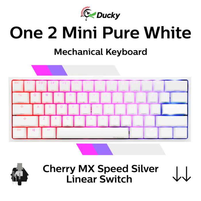 Ducky One 2 Mini Pure White RGB Cherry MX Speed Silver DKON2061ST-PUSPDWWT1 Mini Size Mechanical Keyboard by ducky at Rebel Tech