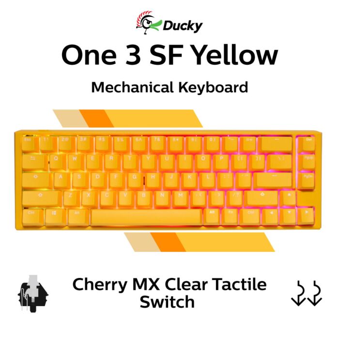 Ducky One 3 SF Yellow Ducky Cherry MX Clear DKON2167ST-WUSPDYDYYYC1 SF Size Mechanical Keyboard by ducky at Rebel Tech