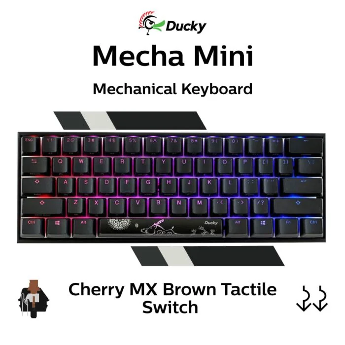Ducky Mecha Mini Cherry MX Brown DKME2061ST-BUSPDAAT1 Mini Size Mechanical Keyboard by ducky at Rebel Tech