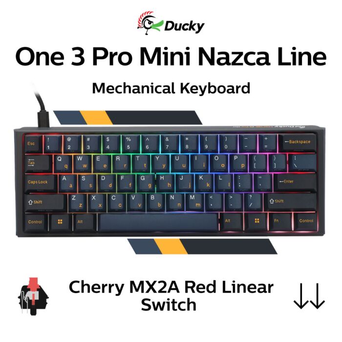 Ducky One 3 Pro Mini Nazca Line Cherry MX2A Red DKON2361ST-CRUSPTCHNAZ001 Mini Size Mechanical Keyboard by ducky at Rebel Tech