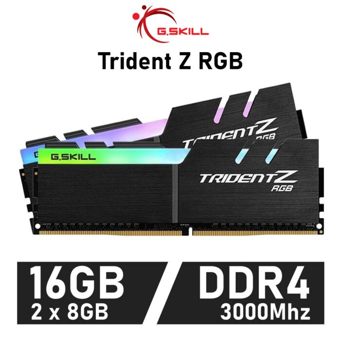 G.SKILL Trident Z RGB 16GB Kit DDR4-3000 CL16 1.35v F4-3000C16D-16GTZR Desktop Memory by gskill at Rebel Tech