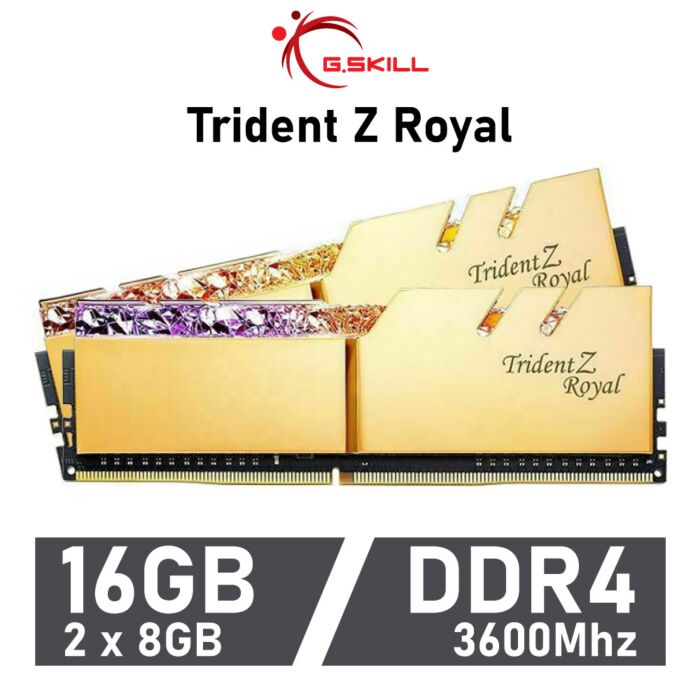 G.SKILL Trident Z Royal 16GB Kit DDR4-3600 CL18 1.35v F4-3600C18D-16GTRG Desktop Memory by gskill at Rebel Tech