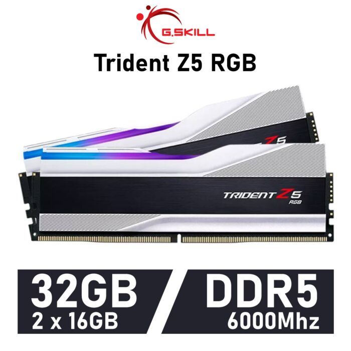 G.SKILL Trident Z5 RGB 32GB Kit DDR5-6000 CL40 1.35v F5-6000J4040F16GX2-TZ5RS Desktop Memory by gskill at Rebel Tech
