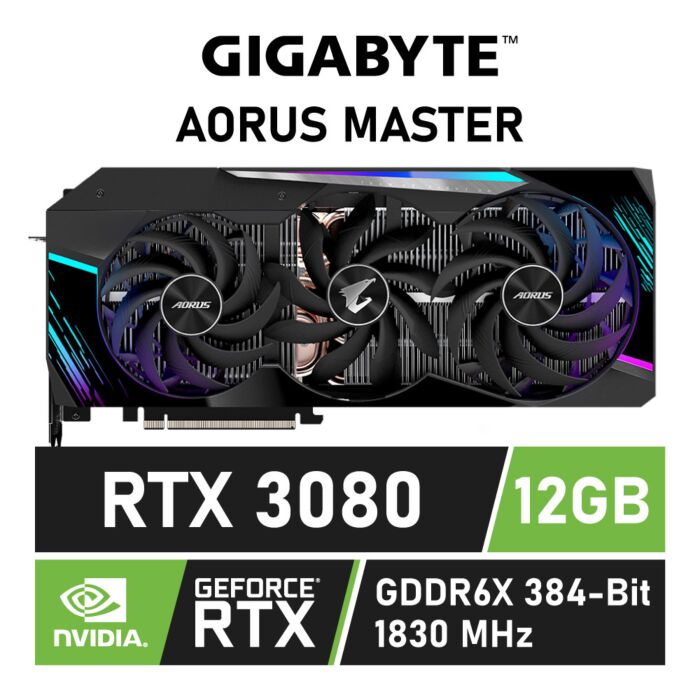 GIGABYTE AORUS GeForce RTX 3080 MASTER 12GB GDDR6X GV-N3080AORUS M-12GD Graphics Card by gigabyte at Rebel Tech