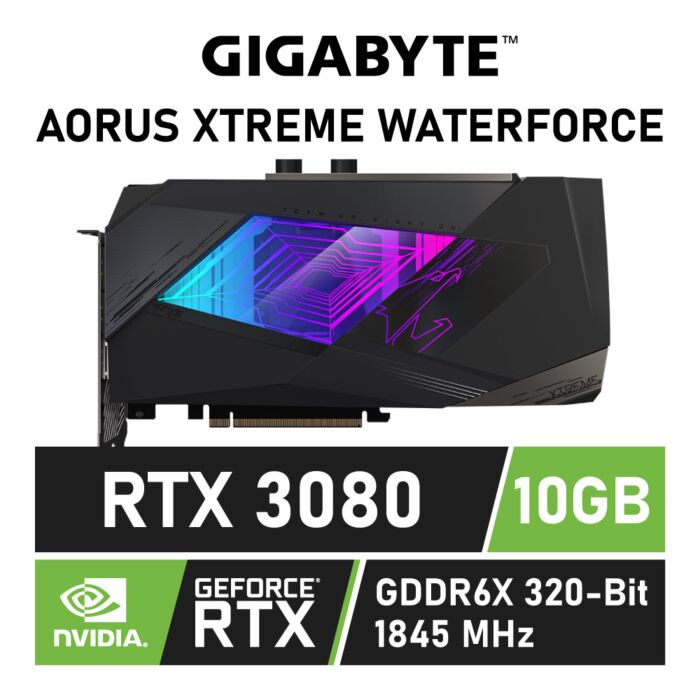 GIGABYTE AORUS GeForce RTX 3080 XTREME WATERFORCE 10GB GDDR6X GV-N3080AORUSX W-10GD Graphics Card by gigabyte at Rebel Tech