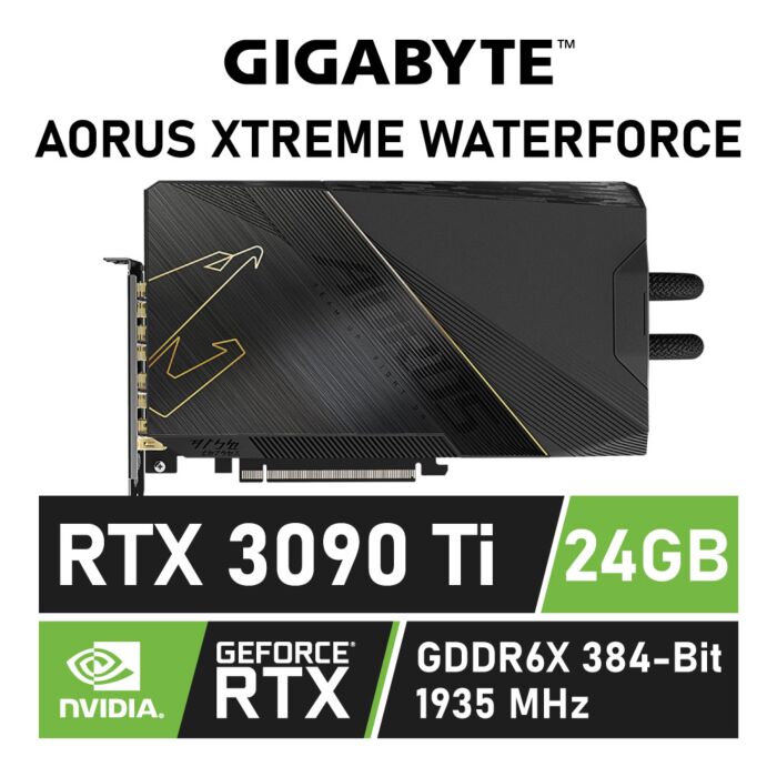 GIGABYTE AORUS GeForce RTX 3090 Ti XTREME WATERFORCE 24GB GDDR6X GV-N309TAORUSX W-24GD Graphics Card by gigabyte at Rebel Tech