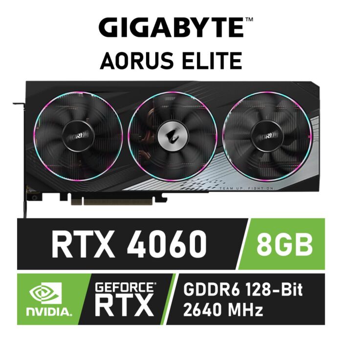 GIGABYTE AORUS GeForce RTX 4060 ELITE 8GB GDDR6 GV-N4060AORUS E-8GD Graphics Card  by gigabyte at Rebel Tech