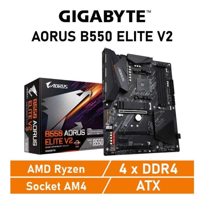 GIGABYTE B550 AORUS ELITE V2 AM4 AMD B550 ATX AMD Motherboard by gigabyte at Rebel Tech