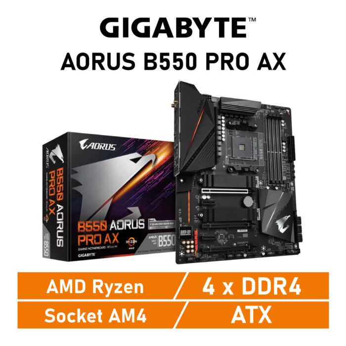 GIGABYTE B550 AORUS PRO AX AM4 AMD B550 ATX AMD Motherboard by gigabyte at Rebel Tech