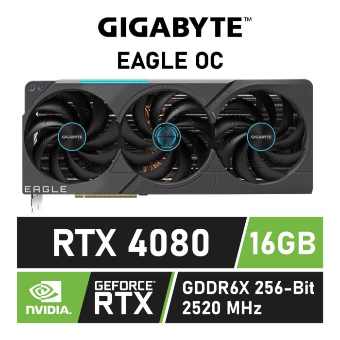 GIGABYTE GeForce RTX 4080 EAGLE OC 16GB GDDR6X GV-N4080EAGLE OC-16GD Graphics Card  by gigabyte at Rebel Tech